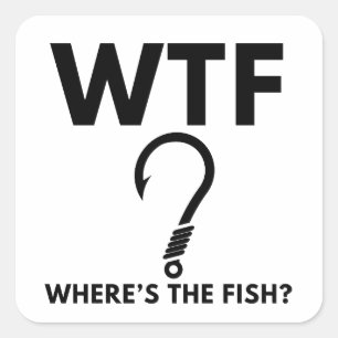 Sticker Carré Pêche drôle WTF Où est le poisson
