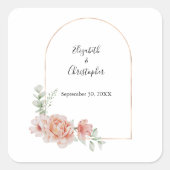 Sticker Carré Pêche Floral tendance Arc verdure Mariage moderne (Devant)