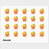 Sticker Carré Pêche Fruit Rétro Orange (Feuille)