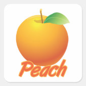 Sticker Carré Pêche Fruit Rétro Orange (Devant)