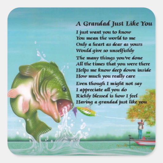 Sticker Carré Pêche - Grand Poème (Devant)