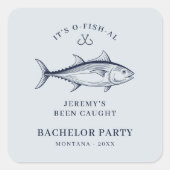 Sticker Carré Pêche pour l'enterrement de vie de garçon du marié (Devant)