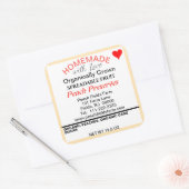 Sticker Carré Pêche Rouge Orange Biologique Conserve La Pêche (Enveloppe)