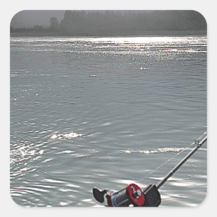 Sticker Carré Pêche terminée Pas De Travail Aujourd'Hui