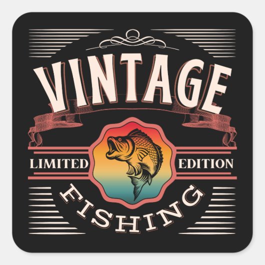 STICKER CARRÉ PÊCHE VINTAGE ÉDITION LIMITÉE (Devant)