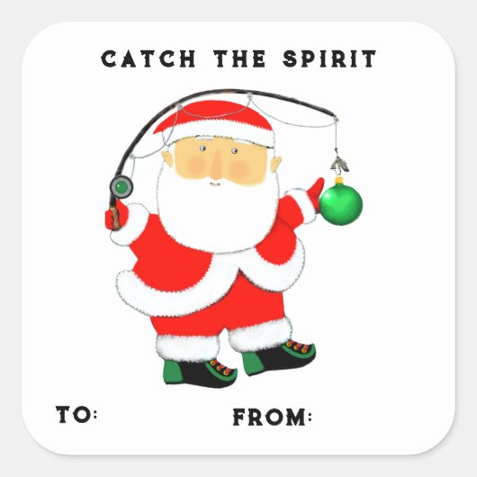 Sticker Carré Pêcher Noël - Tags cadeaux (Devant)