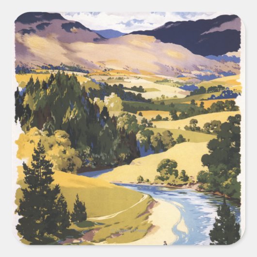 Sticker Carré Pêcheur dans la vallée de l'Eden (Devant)