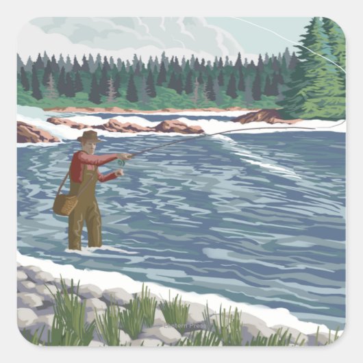 Sticker Carré Pêcheur de vol Nouveau-Mexique (Devant)