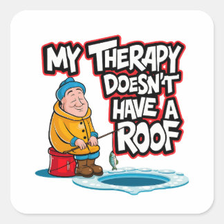 Sticker Carré Pêcheurs sur glace