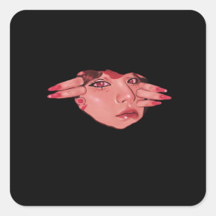 Sticker Carré Peekaboo - Vibes de conception de fentes