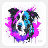 Sticker Carré pegatina cuadrada border collie (Devant)