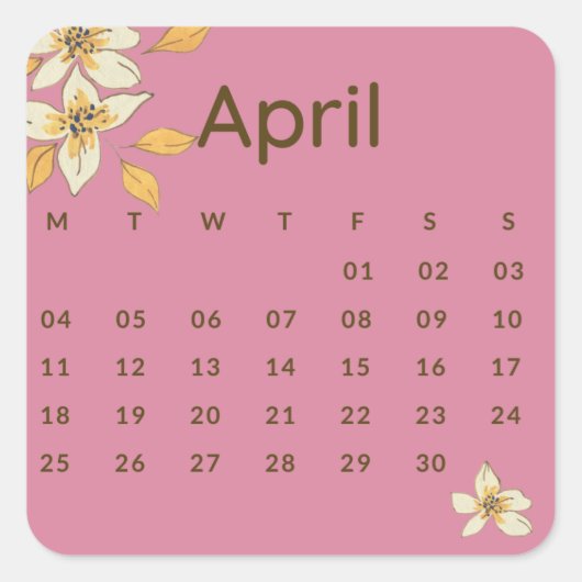 Sticker Carré Pegatinas mes del año - April (S'F) *2022 (Devant)