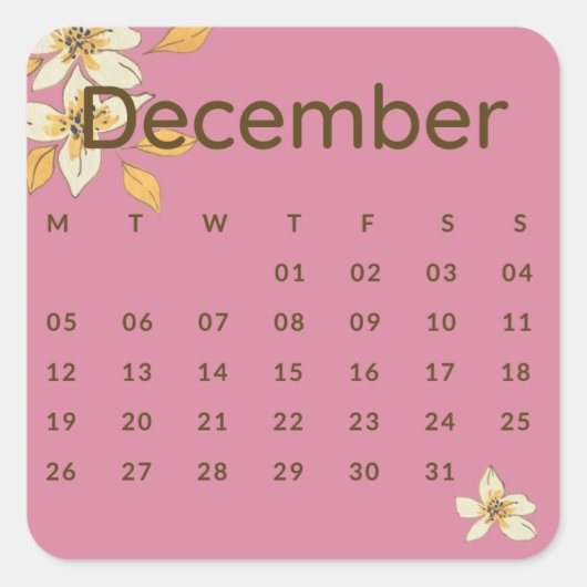 Sticker Carré Pegatinas mes del año - December (S'F) *2022 (Devant)