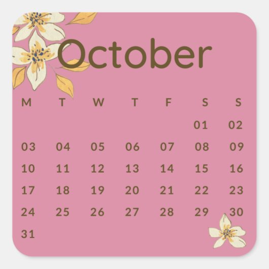 Sticker Carré Pegatinas mes del año - October (S'F) *2022 (Devant)