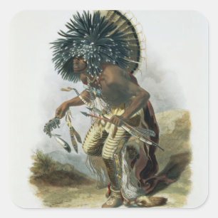 Sticker Carré Pehriska-Ruhpa, guerrier de Minatarre dans le