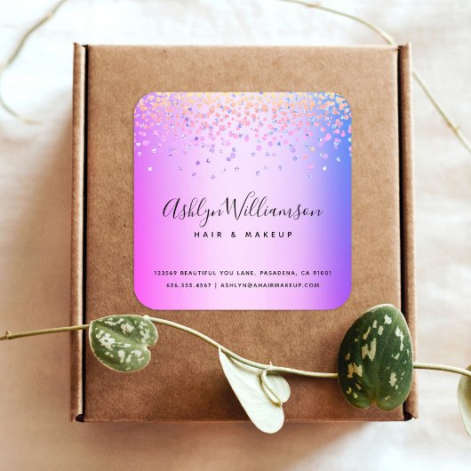 Sticker Carré Peintre de salon de coiffure rose violet ombre