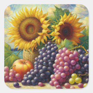 Sticker Carré Peinture à l'huile de raisin et de tournesol