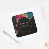 Sticker Carré Peinture acrylique or et mariage noir merci (Enveloppe)
