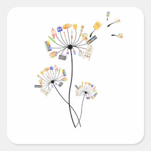 Sticker Carré Peinture Amateurs Dandelion Cadeau Pour Peintres A