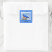 Sticker Carré Peinture Bluebird - Art original pour oiseaux (Sac)