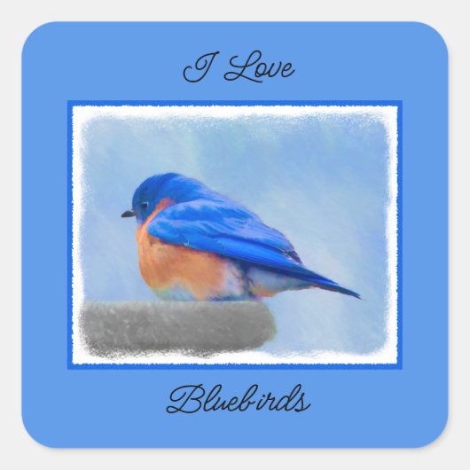 Sticker Carré Peinture Bluebird - Art original pour oiseaux (Devant)
