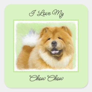Sticker Carré Peinture Chow Chow - Joli art original chien