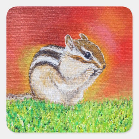 Sticker Carré Peinture Cute Chipmunk (Devant)