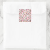 Sticker Carré Peinture d'aquarelle rose romantique (Sac)