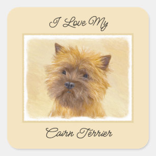 Sticker Carré Peinture de Cairn Terrier - Cute Original Chien Ar