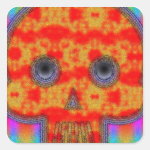 Sticker Carré Peinture de crâne de robot coloré