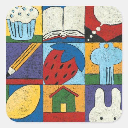Sticker Carré Peinture de divers objets par Chariklia Zarris (Devant)