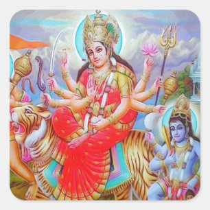 Sticker Carré Peinture de Durga Ji de déesse