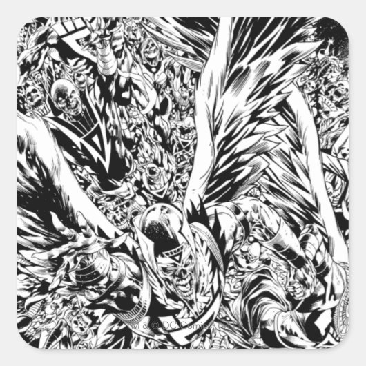 Sticker Carré Peinture de groupe de nuit Noir et Blanc (Devant)