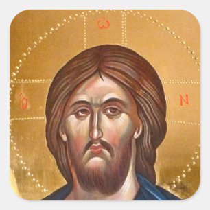 Sticker Carré Peinture de Jésus-Christ Pantocrator