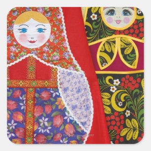 Sticker Carré Peinture de la poupée russe Matryoshka