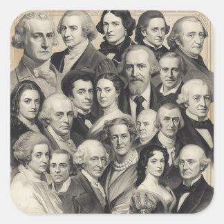 Sticker Carré Peinture de personnages et leaders historiques en