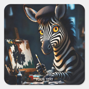 Sticker Carré Peinture de visage de zèbre mignon fantastique