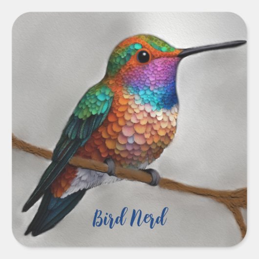 Sticker Carré Peinture des colibris de Vibrant Allen (Devant)