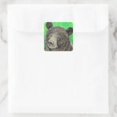 Sticker Carré Peinture d'ours Brown réfléchie (Sac)