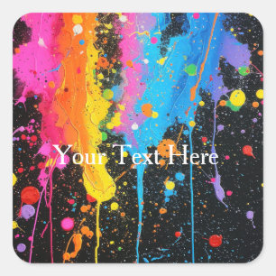 Sticker Carré Peinture en néon coloré Splatter Customisé