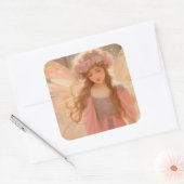 Sticker Carré Peinture Imaginaire Fée Rose Cute (Enveloppe)
