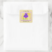 Sticker Carré Peinture Iris Violet - Art Fleur Originale (Sac)