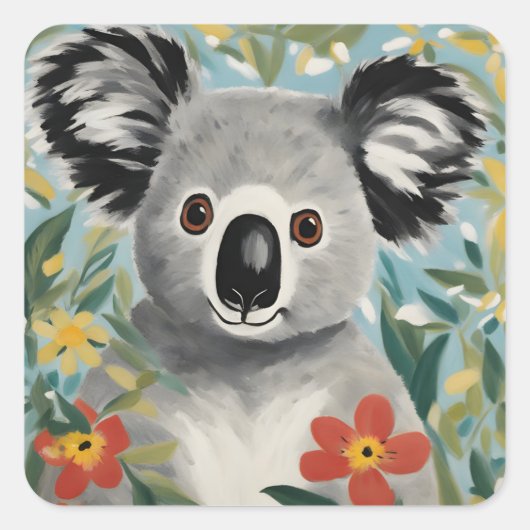 Sticker Carré Peinture Koala (Devant)