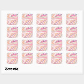 Sticker Carré Peinture Liquide Retro Pink Swirl Design esthétiqu (Feuille)