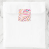 Sticker Carré Peinture Liquide Retro Pink Swirl Design esthétiqu (Sac)