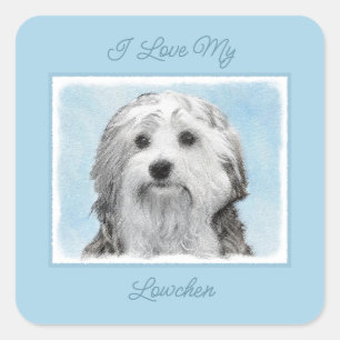 Sticker Carré Peinture Lowchen - Cute Original Chien Art Carré S