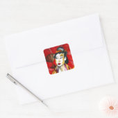 Sticker Carré peinture originale d'art Geisha (Enveloppe)