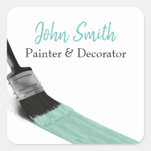 Sticker Carré Peinture Peintre Service Société Brush Pastel Mint