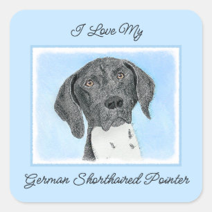 Sticker Carré Peinture pointeur germanique - Art original