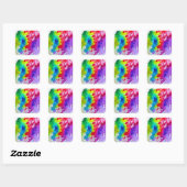 Sticker Carré Peinture Rainbow (Feuille)